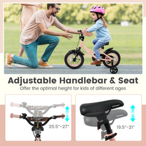 12 Inch Kids Bike Adjustable with Removable Training Wheels Pink for 3-8 Years Old view 5