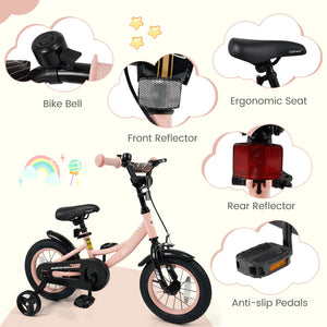 12 Inch Kids Bike Adjustable with Removable Training Wheels Pink for 3-8 Years Old view 9