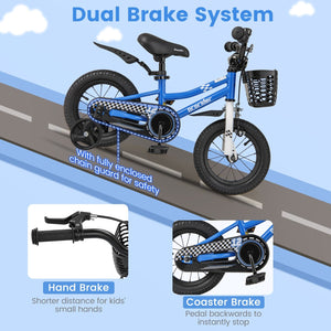 12 Inch Kids Bike Children Bicycle with Training Wheels for 3-4 Years Old-Navy view 5