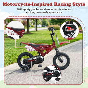 12 Inch Kids Bike Motorcycle-Inspired for Boy Girl Ages 3-4 Years-Red view 5