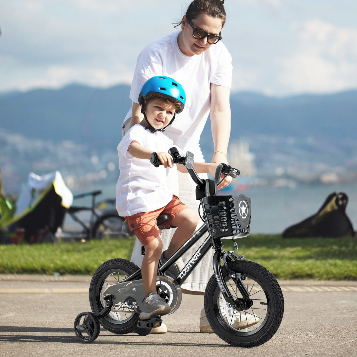 12 Inch Kids Bike with Basket and Training Wheels for Children Aged 3-5 Years Old view 2