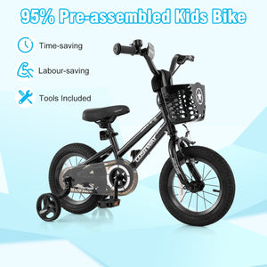 12 Inch Kids Bike with Basket and Training Wheels for Children Aged 3-5 Years Old view 7