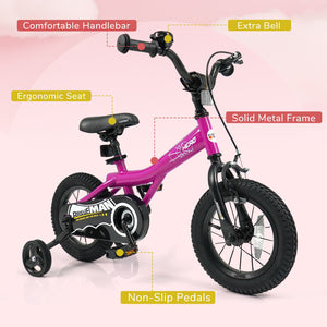 12-Inch Kids Bike with Removable Training Wheels Pink-Brave Hero view 5