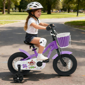 12 Inch Kids Bike with Training Wheels for Aged 3-4 Years Old - Magic Purple view 3