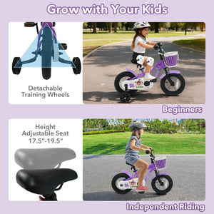 12 Inch Kids Bike with Training Wheels for Aged 3-4 Years Old - Magic Purple view 6