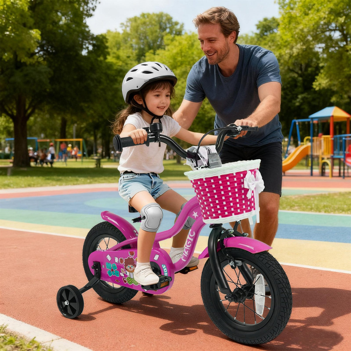 12 Inch Kids Bike with Training Wheels for Aged 3-4 Years Old - Magic Rose view 2