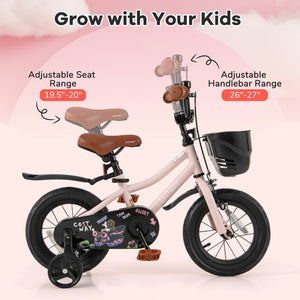 12 Inches Kids Bike with Basket and Adjustable Handlebar for 3-4 Years Old view 5