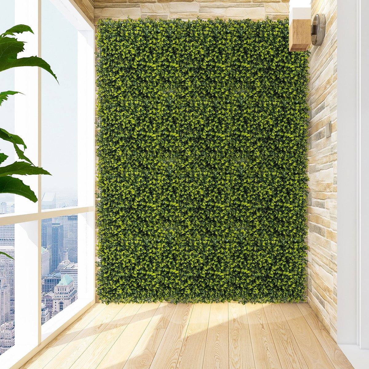12 Pieces 20 Inch x 20 Inch Artificial Hedge Eucalyptus Panels view 2