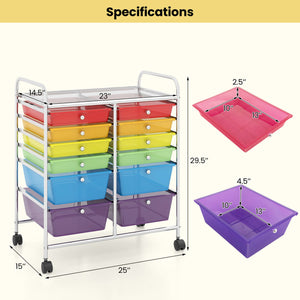 12 Drawers Rolling Cart Storage Scrapbook Paper Organizer Bins-Transparent Multicolor view 5