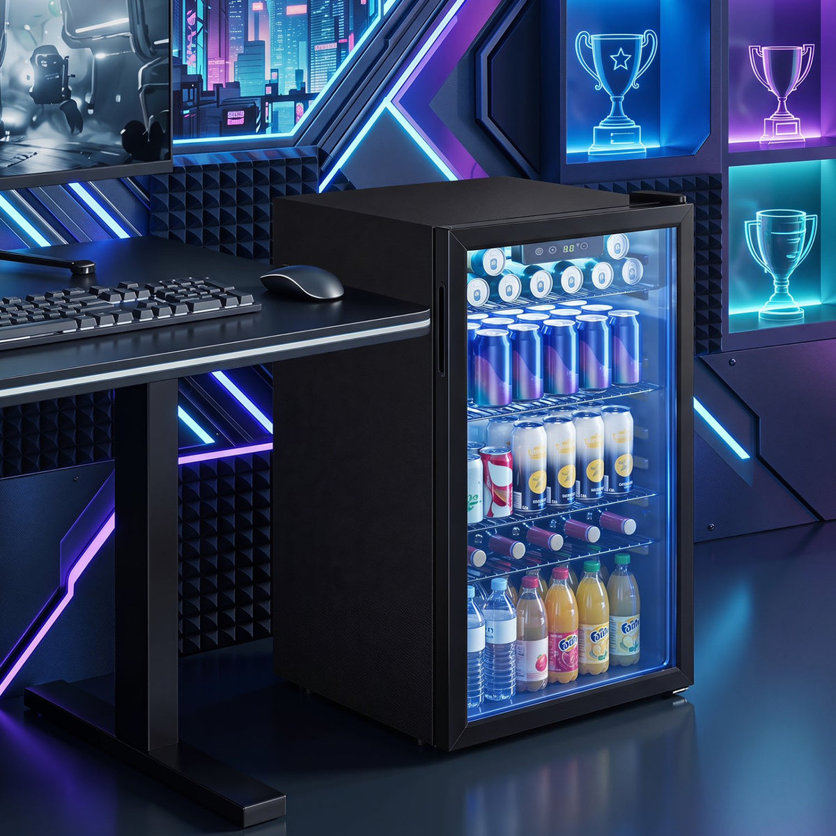 Compact Beverage Refrigerator with Glass Door and 4 Adjustable Shelves view 2