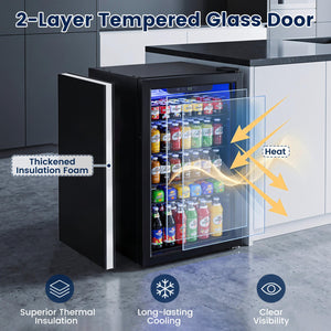 Compact Beverage Refrigerator with Glass Door and 4 Adjustable Shelves view 7