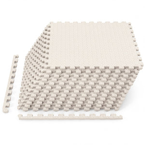 12Tiles 1/2 inches Puzzle Exercise Floor Mats-Beige