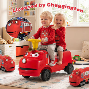 12V 2-Seater Kids Ride on Train with Height Adjustable Seat and Music Licensed Chuggington-Red view 7