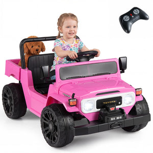 12V Electric Ride On Truck with Dump Bed and Music Licensed Toyota-Pink view 3