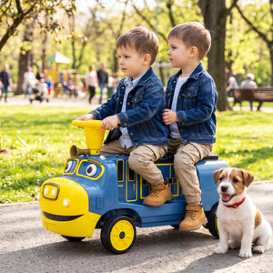 12V Kids Ride on Train 3-Seater with Detachable Carriage Licensed Chuggington-Blue view 2