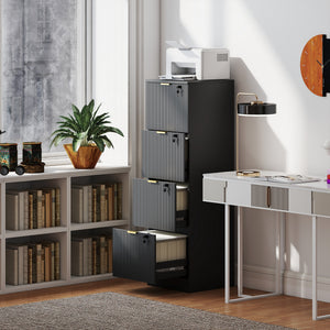 Lockable Filing Cabinet with 2 Fluted Drawers, File Cabinet with Adjustable Hanging Rails for A4 Letter – view 35