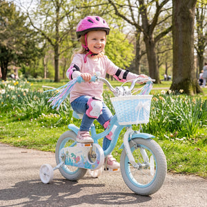 12-20 Inch Kids Bike Adjustable with Basket and Streamers Blue - Princess of the Sea Theme-12 Inch view 2