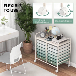 12 Drawers Rolling Storage Cart for Home and Office-Green Gradient view 6