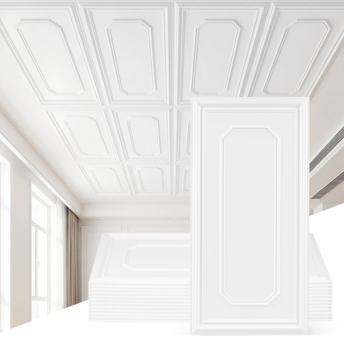 12 Pieces Ceiling Tiles Decorative PVC Ceiling Covering Panels view 2