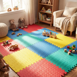 12 Pieces Puzzle Interlocking Flooring Mat with Anti-slip and Waterproof Surface-Multicolor view 8