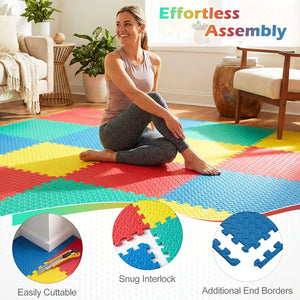 12 Pieces Puzzle Interlocking Flooring Mat with Anti-slip and Waterproof Surface-Multicolor view 9