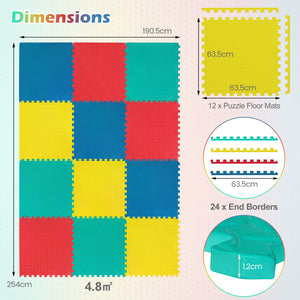 12 Pieces Puzzle Interlocking Flooring Mat with Anti-slip and Waterproof Surface-Multicolor view 5