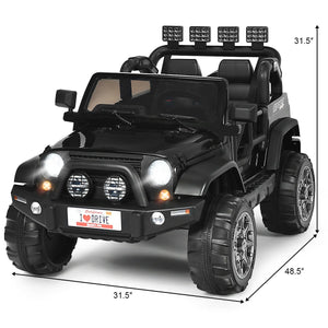 12V 2-Seater Ride on Car Truck with Remote Control and Storage Room-Black view 5