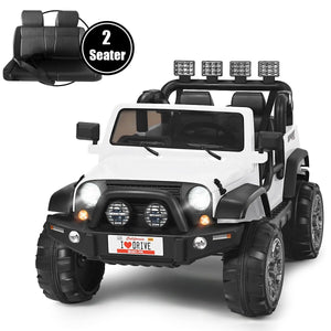 12V 2-Seater Ride on Car Truck with Remote Control and Storage Room-White view 4