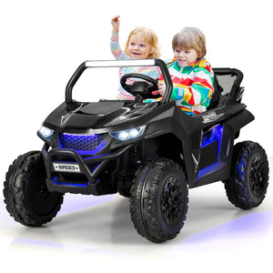 12V 2-Seater Kids Ride on UTV with Slow Start Function Music-Black view 3