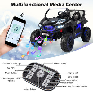 12V 2-Seater Kids Ride on UTV with Slow Start Function Music-Black view 6