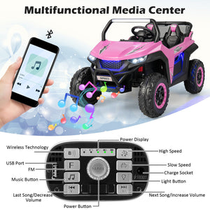 12V 2-Seater Kids Ride on UTV with Slow Start Function Music-Pink view 5