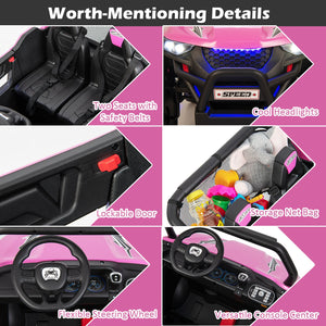 12V 2-Seater Kids Ride on UTV with Slow Start Function Music-Pink view 8