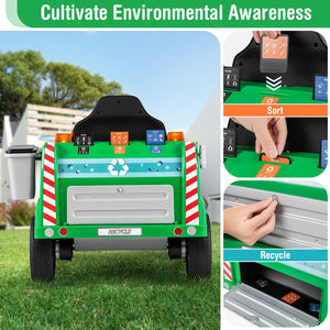 12V Battery Powered Electric Vehicle with Remote Control and Trash Bin-Green view 8