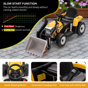 12V Battery Powered Kids Ride on Excavator with Adjustable Arm and Bucket-Yellow view 5