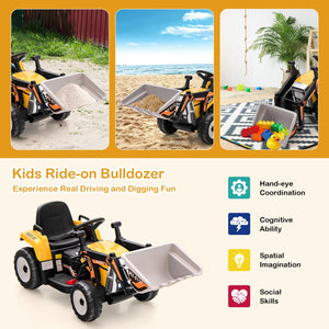 12V Battery Powered Kids Ride on Excavator with Adjustable Arm and Bucket-Yellow view 6