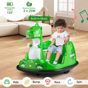 12V Bumper Car with Spray Function and Remote Control for Toddlers Aged 2-5-Green view 7
