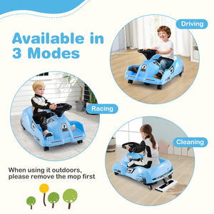 12V Electric Cleaning Go Kart with Detachable Mop and Remote Control-Blue view 5