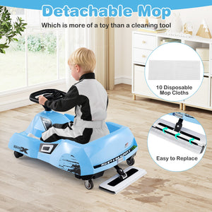 12V Electric Cleaning Go Kart with Detachable Mop and Remote Control-Blue view 6