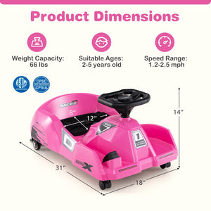 12V Electric Cleaning Go Kart with Detachable Mop and Remote Control-Pink view 4