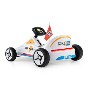 12V Electric Go Kart for Kids Race Toy with Remote Control and Music-White view 3