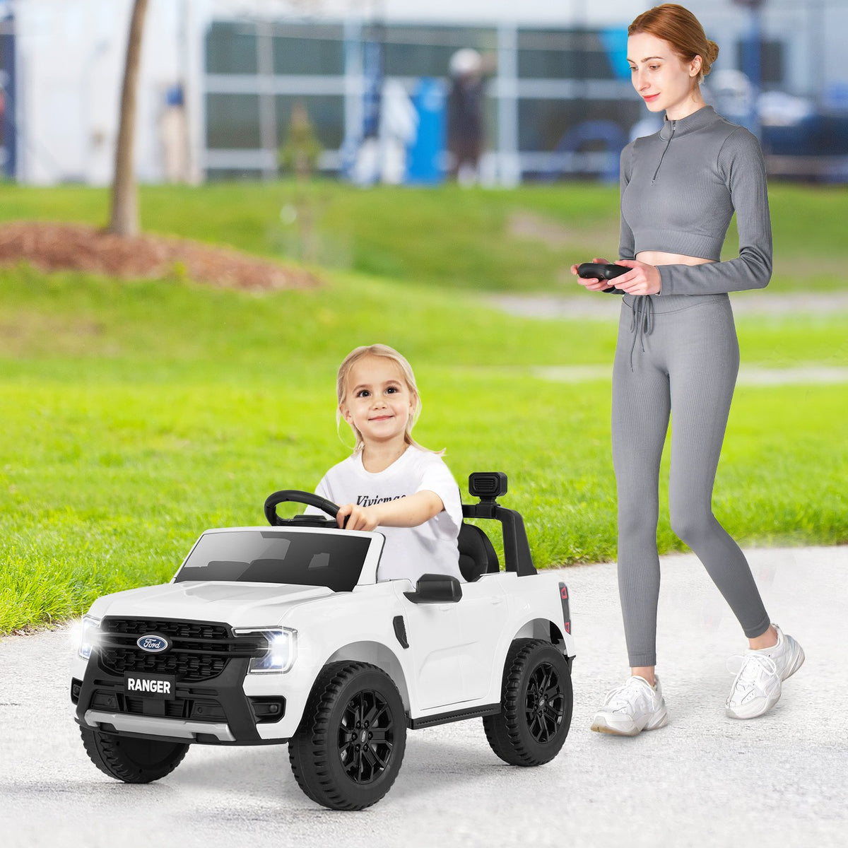 12V Electric Kids Ride on Car Licensed Ford Ranger with Remote Control and Music-White view 2
