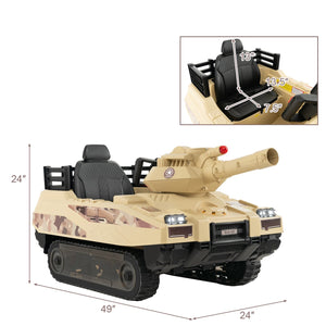 12V Electric Kids Ride On Tank with Rotatable Turret and 8 Missiles for Kids Aged 37-95 Months Old-Khaki view 5