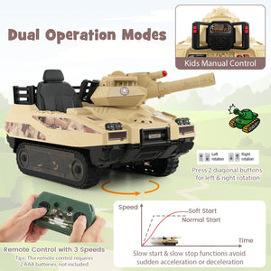 12V Electric Kids Ride On Tank with Rotatable Turret and 8 Missiles for Kids Aged 37-95 Months Old-Khaki view 8