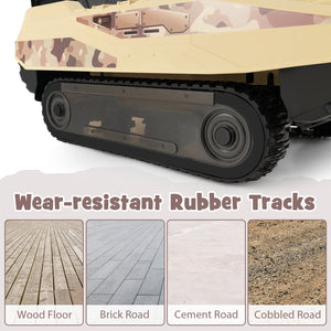 12V Electric Kids Ride On Tank with Rotatable Turret and 8 Missiles for Kids Aged 37-95 Months Old-Khaki view 9