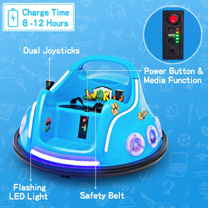 12V Electric Ride On Car with Remote Control and Flashing LED Lights-Navy view 8