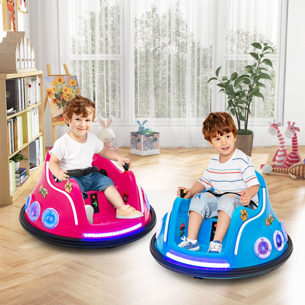12V Electric Ride On Car with Remote Control and Flashing LED Lights-Pink view 2