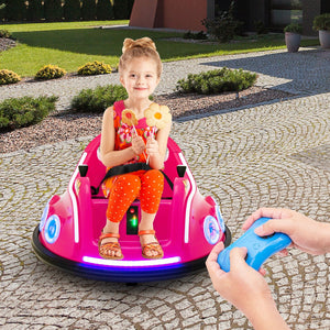 12V Electric Ride On Car with Remote Control and Flashing LED Lights-Pink view 3