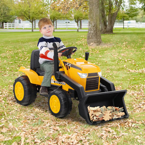 12V Kid's Ride on Excavator with Adjustable Digging Bucket-Yellow view 3