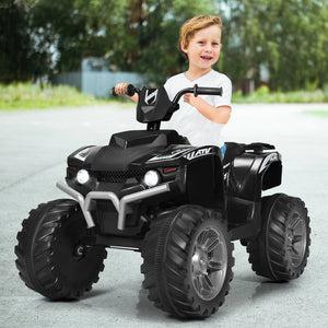 12V Kids Ride on ATV with LED Lights and Treaded Tires and LED lights-Black view 2