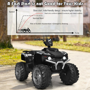 12V Kids Ride on ATV with LED Lights and Treaded Tires and LED lights-Black view 7